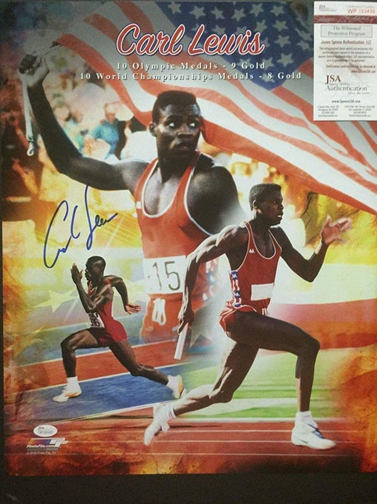 Autographed/Signed Carl Lewis Track USA Olympics 9x Gold Medalist 16x20 Photo JSA COA