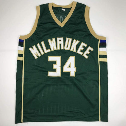 Autographed/Signed Giannis Antetokounmpo Milwaukee Green Custom Basketball Jersey JSA COA