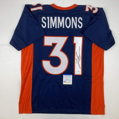 Autographed/Signed Justin Simmons Denver Blue Football Jersey PSA/DNA COA