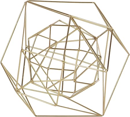 CosmoLiving by Cosmopolitan Metal Geometric Decorative Sculpture Home Decor Statue, Accent Figurine 8" x 9" x 8", Gold