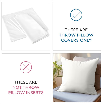 Canvas Throw Pillow Covers Pack of 4 Natural 18"x18" No Insert with Hidden Zippe