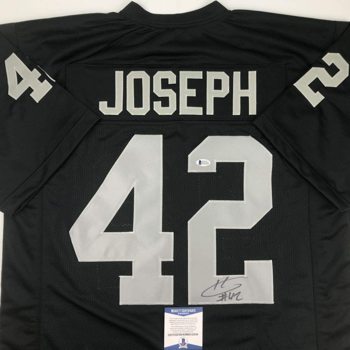 Autographed/Signed Karl Joseph Oakland Black Football Jersey Beckett BAS COA