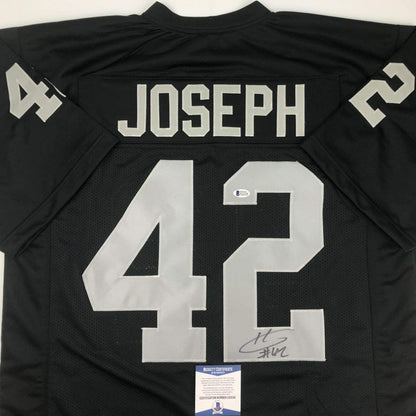 Autographed/Signed Karl Joseph Oakland Black Football Jersey Beckett BAS COA