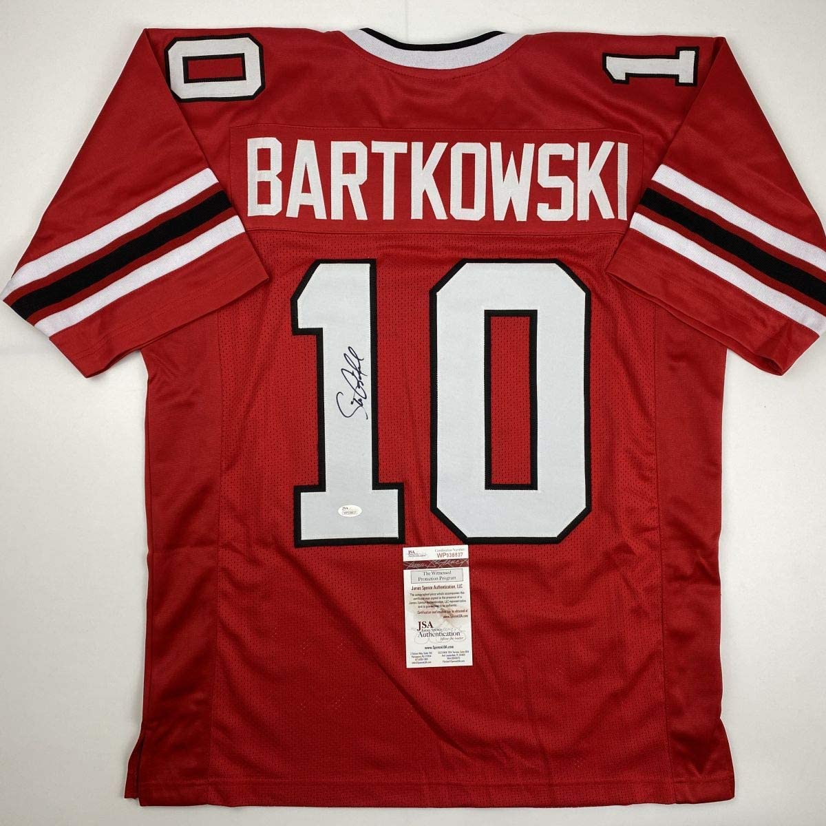 Autographed/Signed Steve Bartkowski Atlanta Red Football Jersey JSA COA
