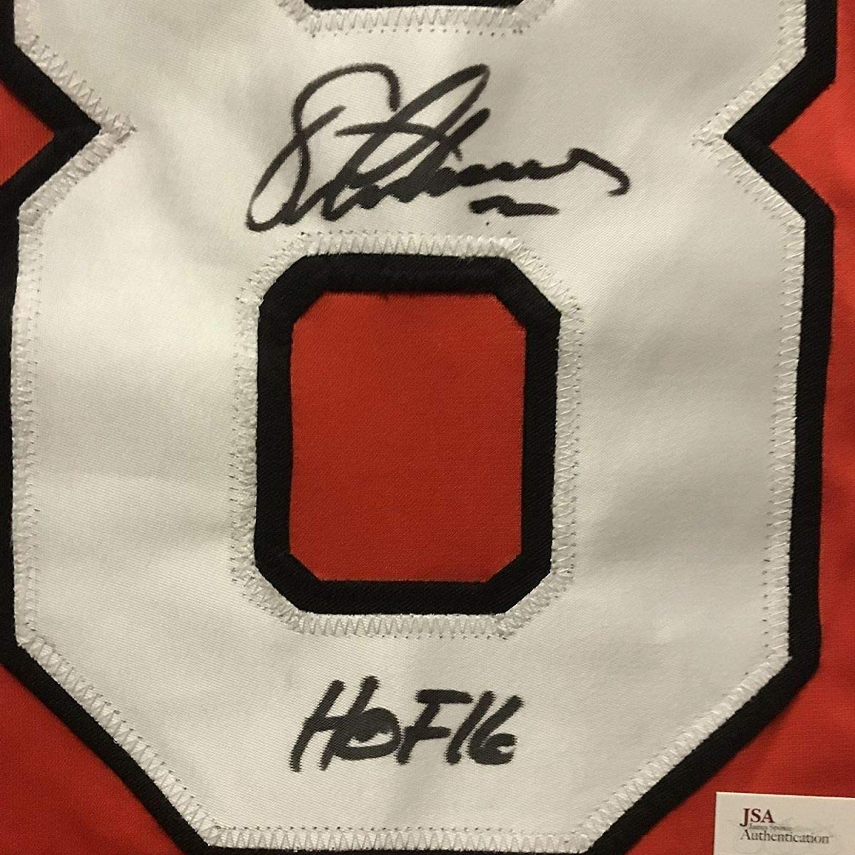 Framed Autographed/Signed Eric Lindros HOF 16 35x39 Philadelphia Orange Hockey Jersey JSA COA