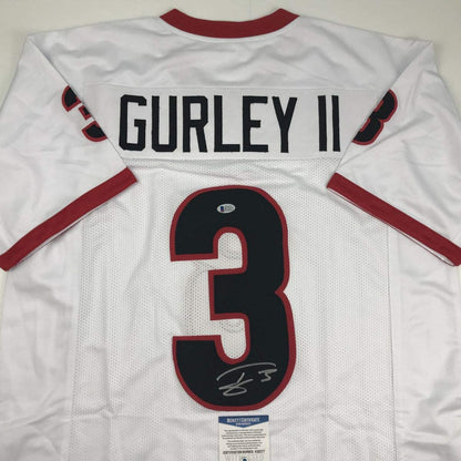 Autographed/Signed Todd Gurley Georgia White College Football Jersey Beckett BAS COA