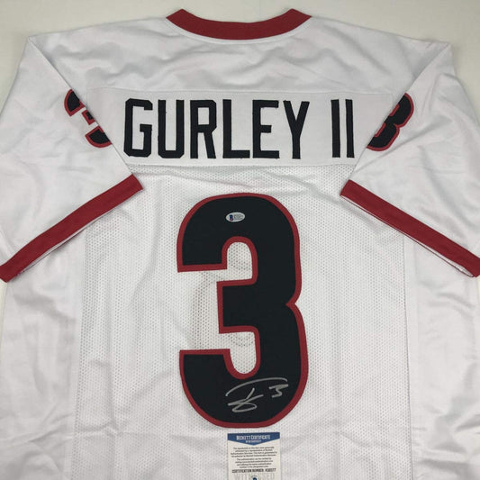 Autographed/Signed Todd Gurley Georgia White College Football Jersey Beckett BAS COA