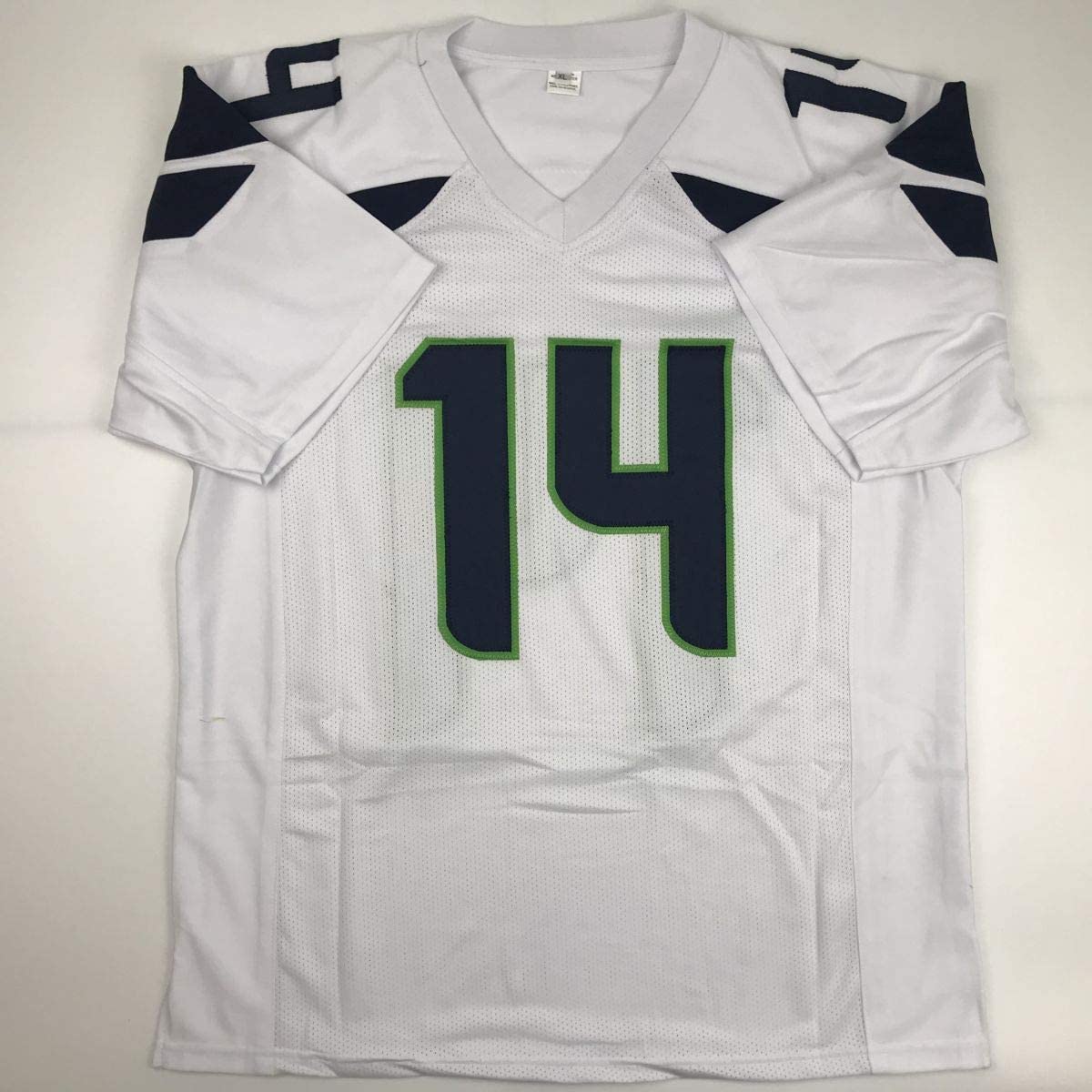 Autographed/Signed DK D.K. Metcalf Seattle White Football Jersey JSA COA