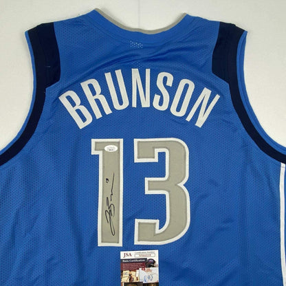 Autographed/Signed Jalen Brunson Dallas Light Blue Basketball Jersey JSA COA