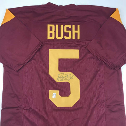 Autographed/Signed Reggie Bush USC Southen Cal Maroon College Football Jersey GTSM COA