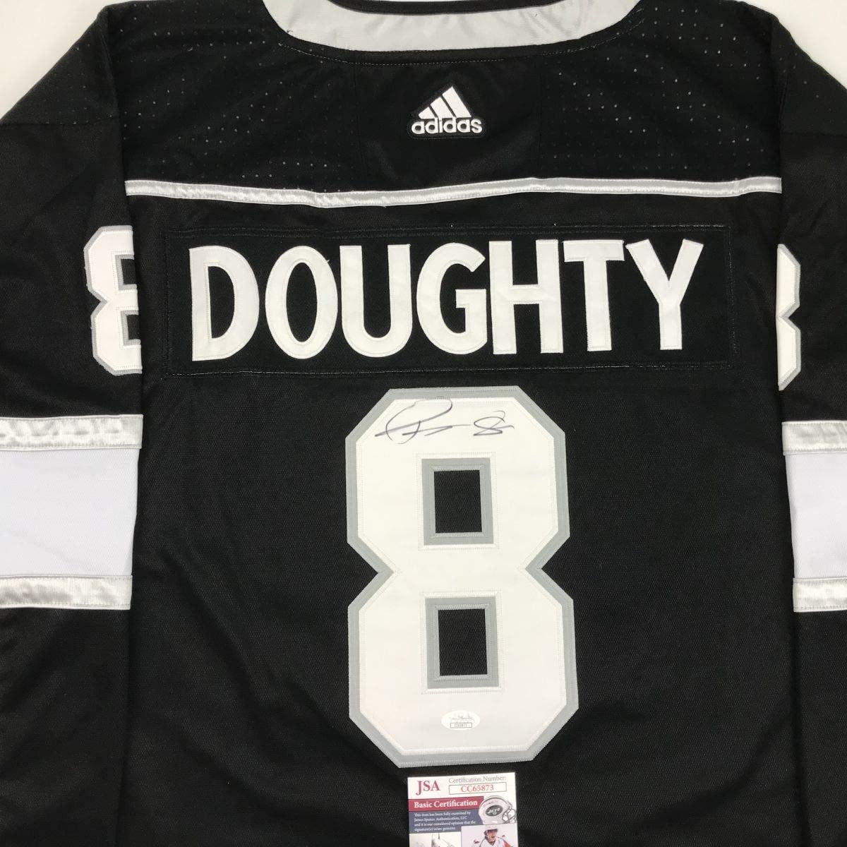 Autographed/Signed Drew Doughty Los Angeles LA Black Hockey Jersey JSA COA