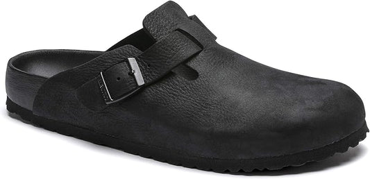 Birkenstock Unisex Boston Exquisite Black Leather 39 N EU (Womens 8-8.5 N US, Mens 6-6.5 N US)