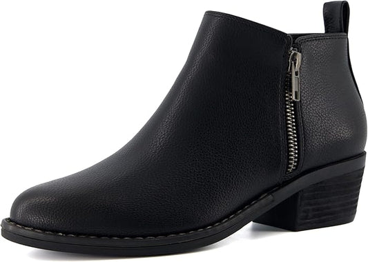 CUSHIONAIRE Women's Taco Ankle Boot ‰ÛÒ Memory Foam Comfort, Side Zipper, Vegan Suede, Casual Ankle Boots for Women, Wide Widths Available