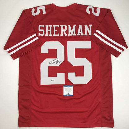 Autographed/Signed Richard Sherman San Francisco Red Football Jersey Beckett BAS COA