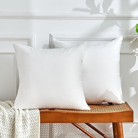 22x22 Pillow Inserts Set of 2, White Throw Pillow Insert 2 Pack, Foam Filled Decorative Pillows Stuffer for Couch, Bed, Living Room.(22x22 Inch)