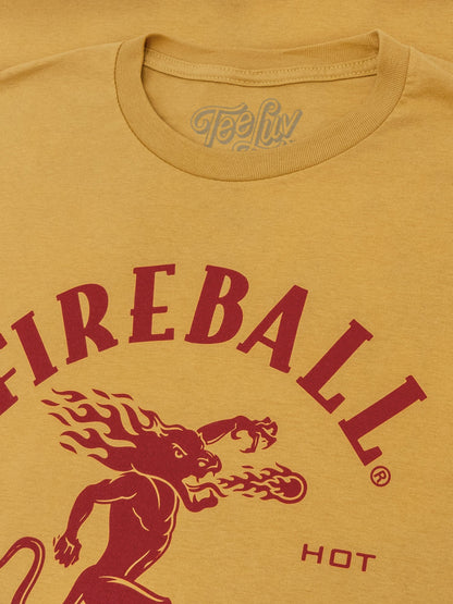 Fireball Whisky Red Hot Dragon Logo T-Shirt - Mustard Yellow
