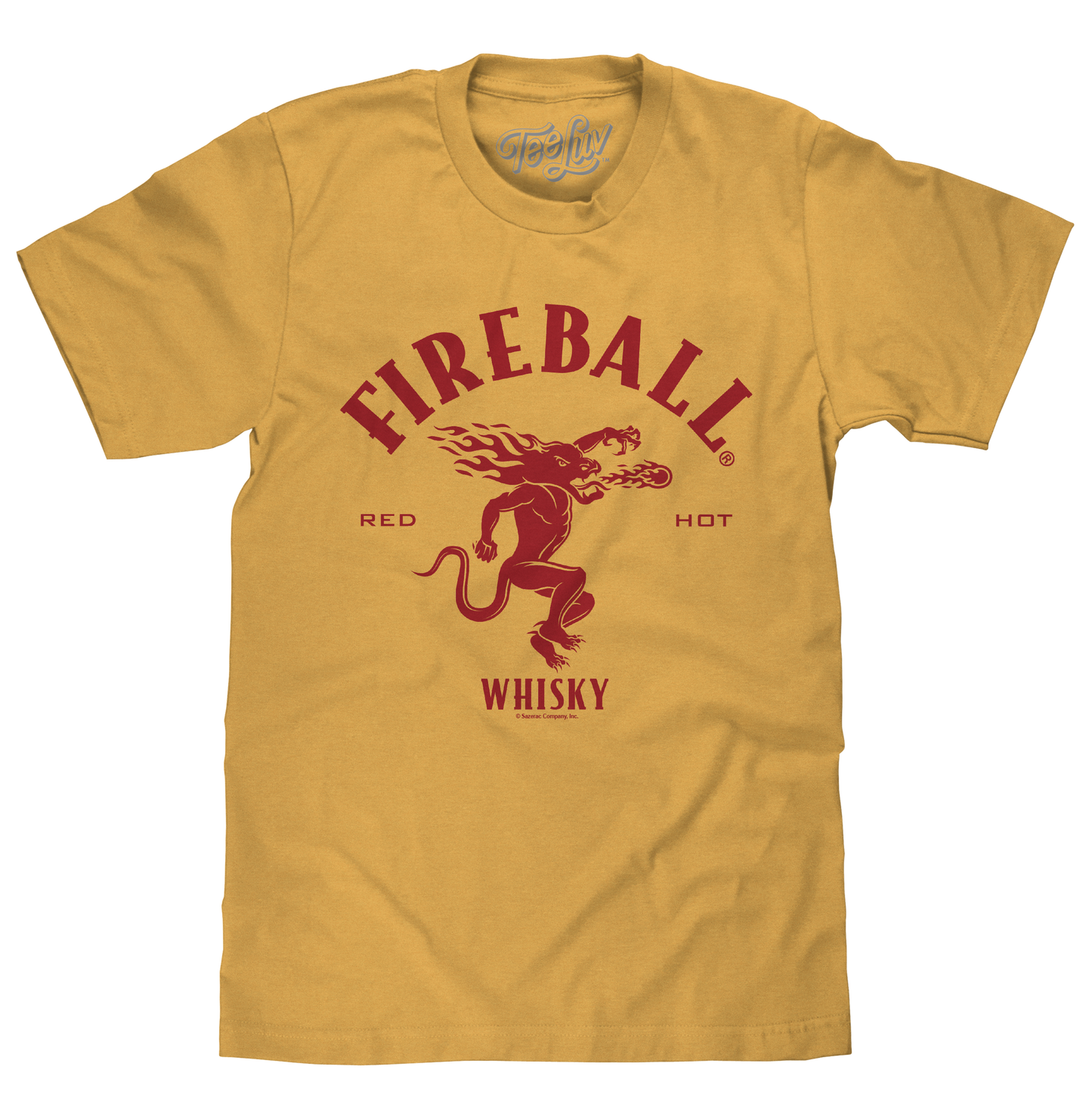Fireball Whisky Red Hot Dragon Logo T-Shirt - Mustard Yellow