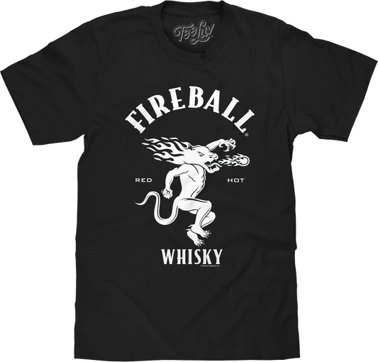 Where's The Fireball Whisky WTF Dragon Mascot T-Shirt - Black