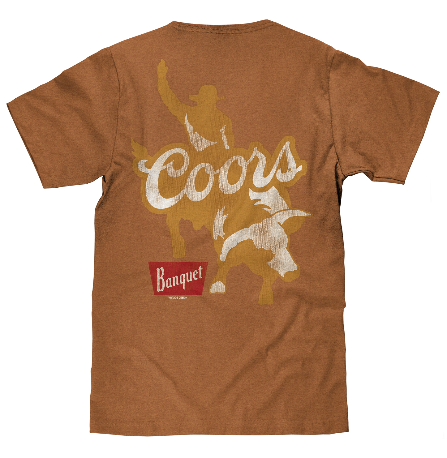 Coors Banquet Rodeo Bull Rider Front/Back T-Shirt - Brown Sugar