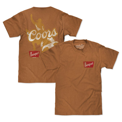 Coors Banquet Rodeo Bull Rider Front/Back T-Shirt - Brown Sugar