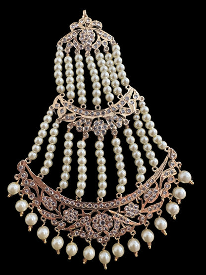 JTK3 Insha jhoomar tika in golden pearls ( READY TO SHIP )