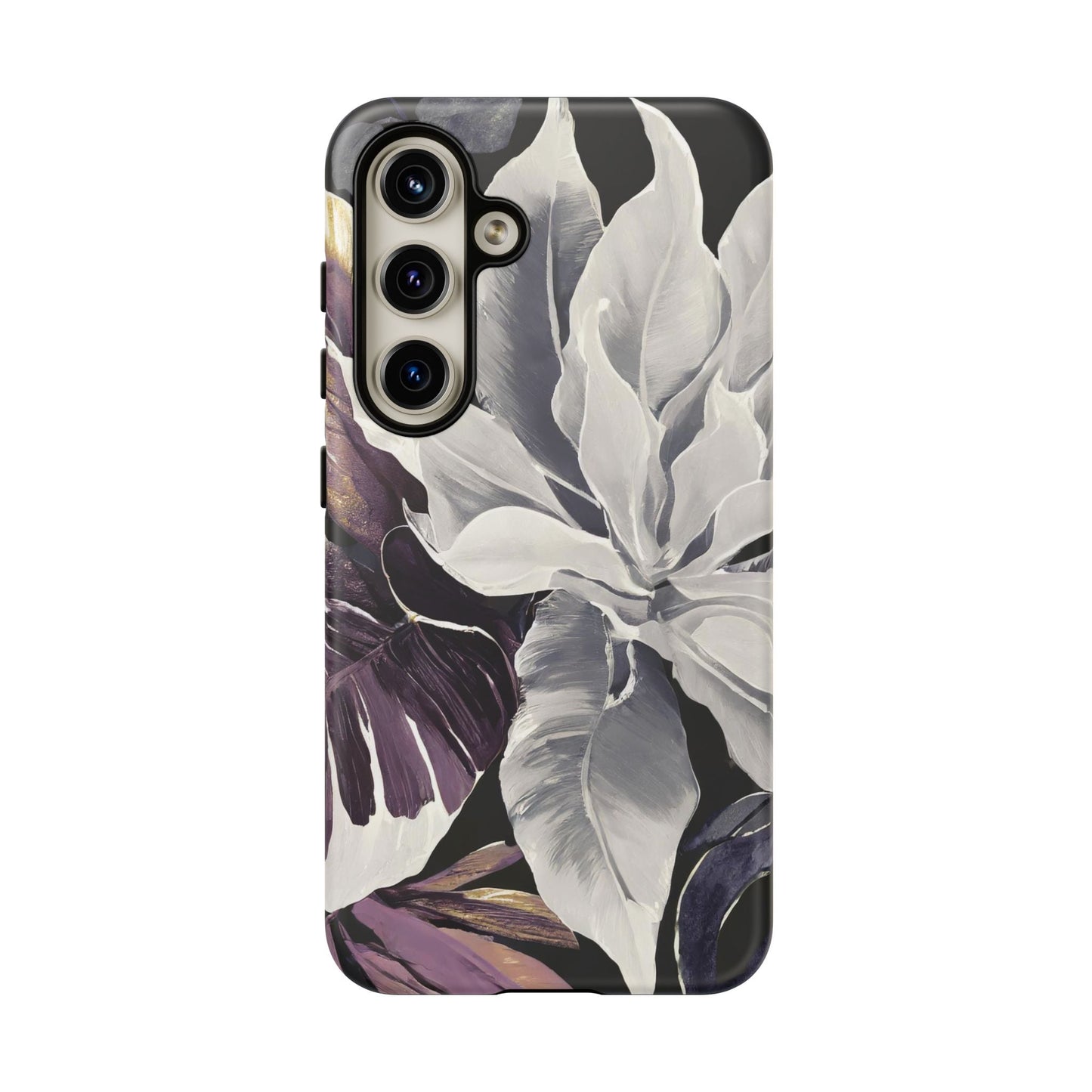 White & Plum Floral Tough Phone Case