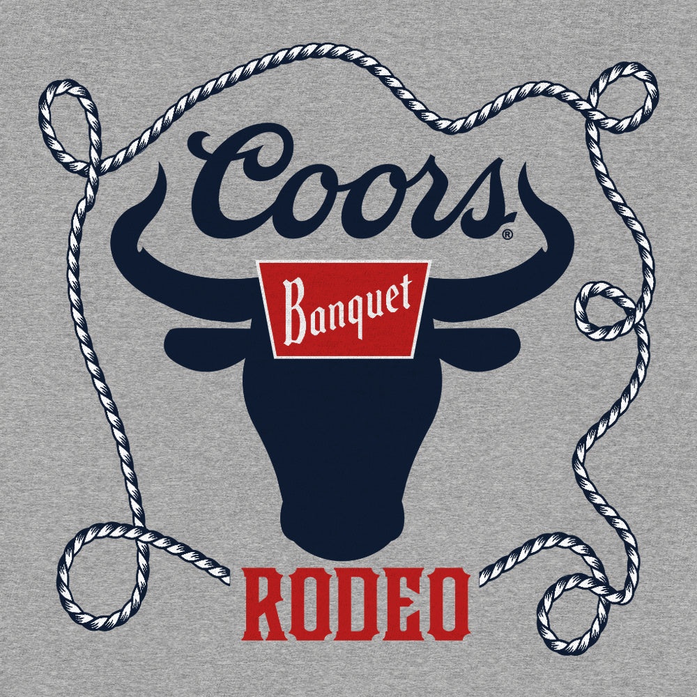 Coors Banquet Beer Rodeo Bull Front and Back Print T-Shirt - Athletic Gray Heather