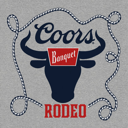 Coors Banquet Beer Rodeo Bull Front and Back Print T-Shirt - Athletic Gray Heather