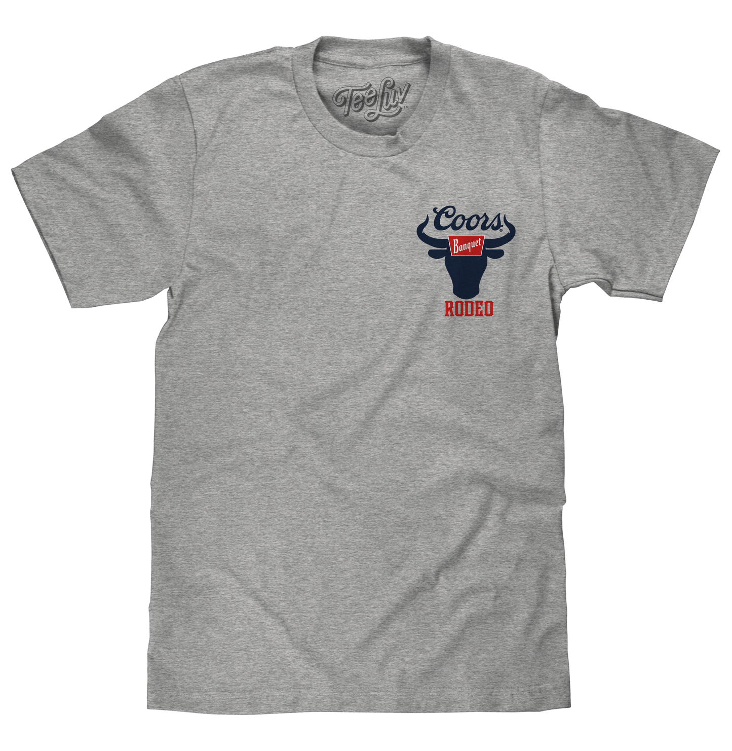 Coors Banquet Beer Rodeo Bull Front and Back Print T-Shirt - Athletic Gray Heather