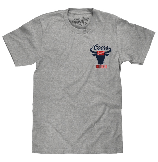 Coors Banquet Beer Rodeo Bull Front and Back Print T-Shirt - Athletic Gray Heather