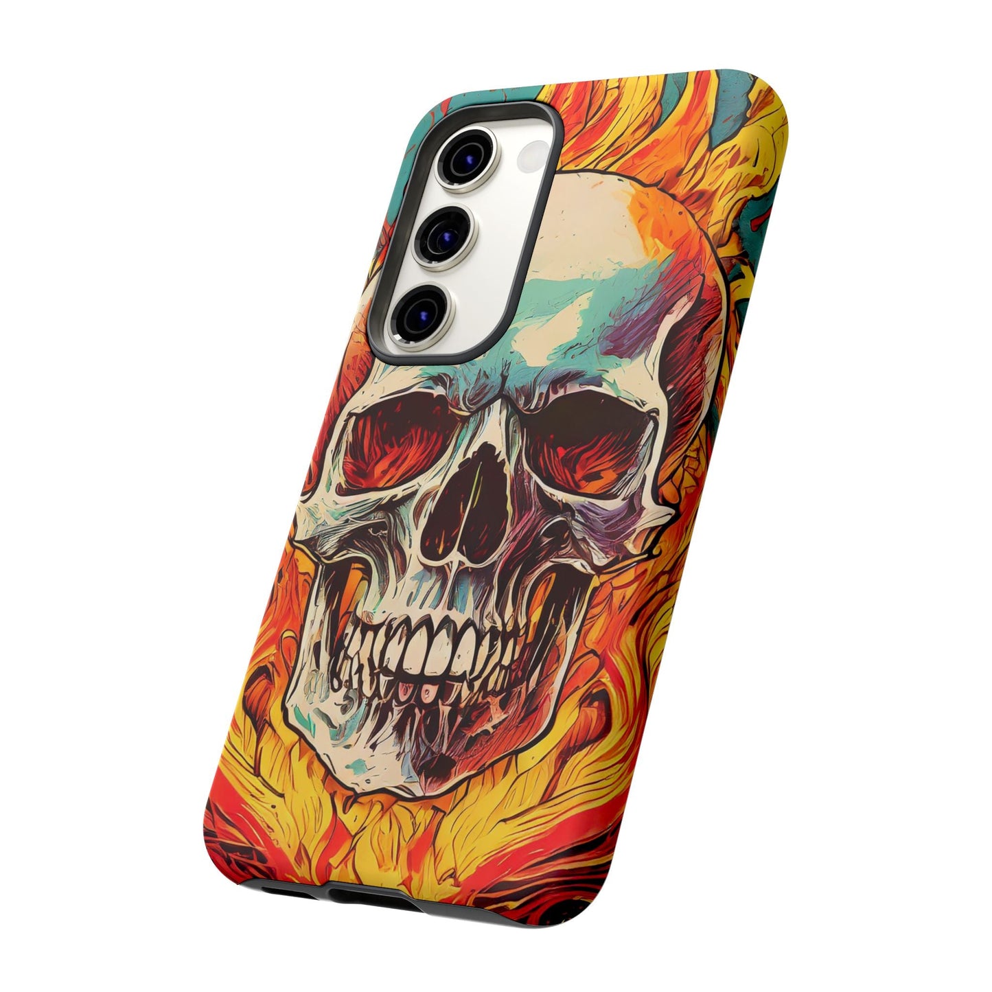 Flaming Skull Tough Phone Case