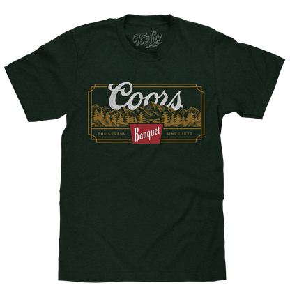 Coors Banquet Beer The Legend Since 1873 Rocky Mountains T-Shirt - Forest Green