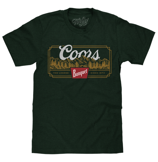 Coors Banquet Beer The Legend Since 1873 Rocky Mountains T-Shirt - Forest Green
