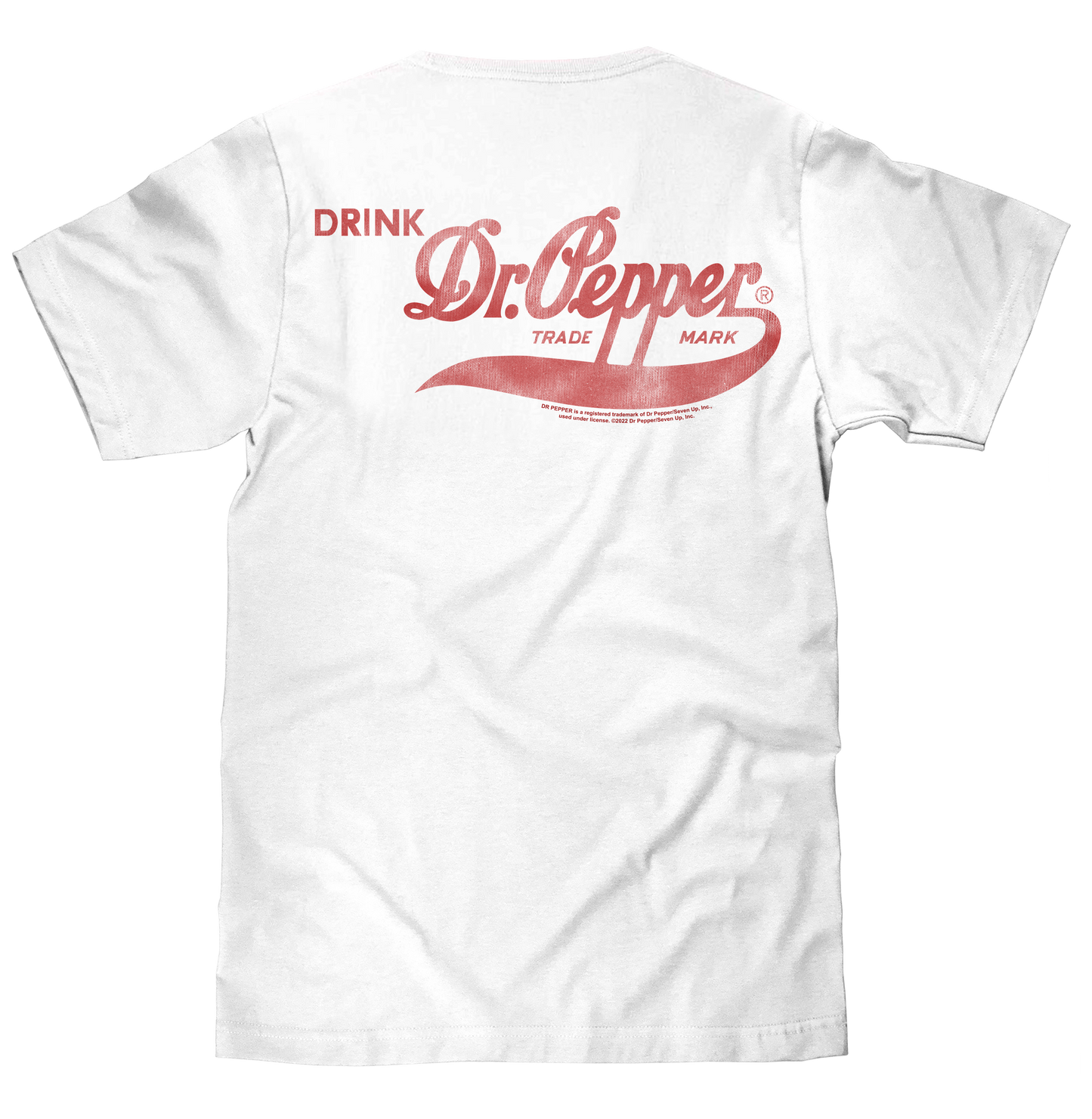 Faded Drink Dr Pepper Vintage Logo Front and Back Print T-Shirt - White