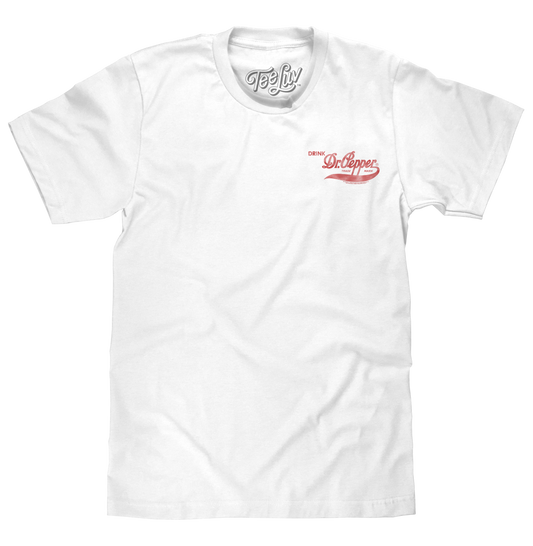 Faded Drink Dr Pepper Vintage Logo Front and Back Print T-Shirt - White