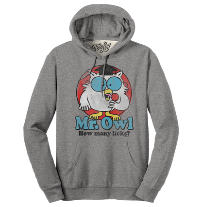 Mr. Owl Tootsie Pop How Many Licks Hooded Sweatshirt - Oxford Gray