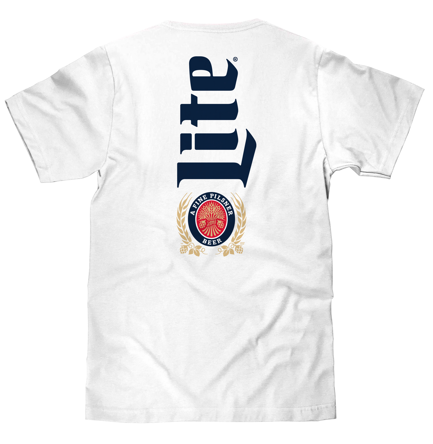 Miller Lite Beer Front and Back Print T-Shirt - White