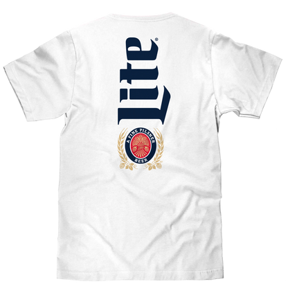 Miller Lite Beer Front and Back Print T-Shirt - White
