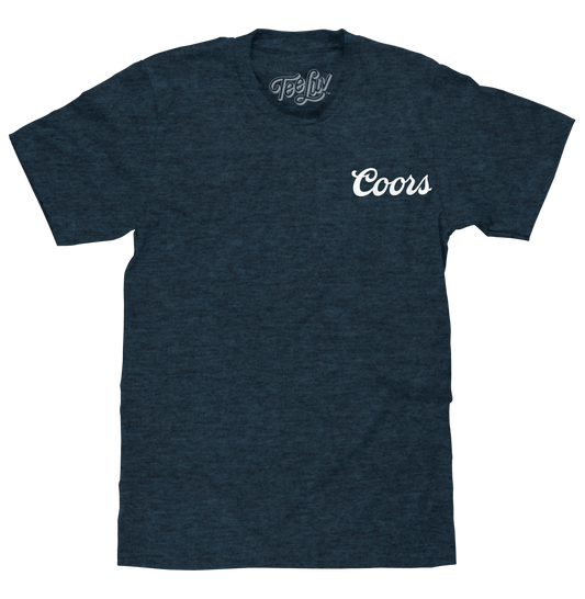 Original Coors Rodeo Cowboy Front and Back Print T-Shirt - Denim Black Heather
