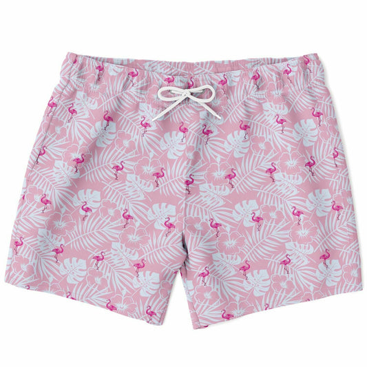 Rad Palm Party Like A Flock Star Pink Men's Swim Trunks