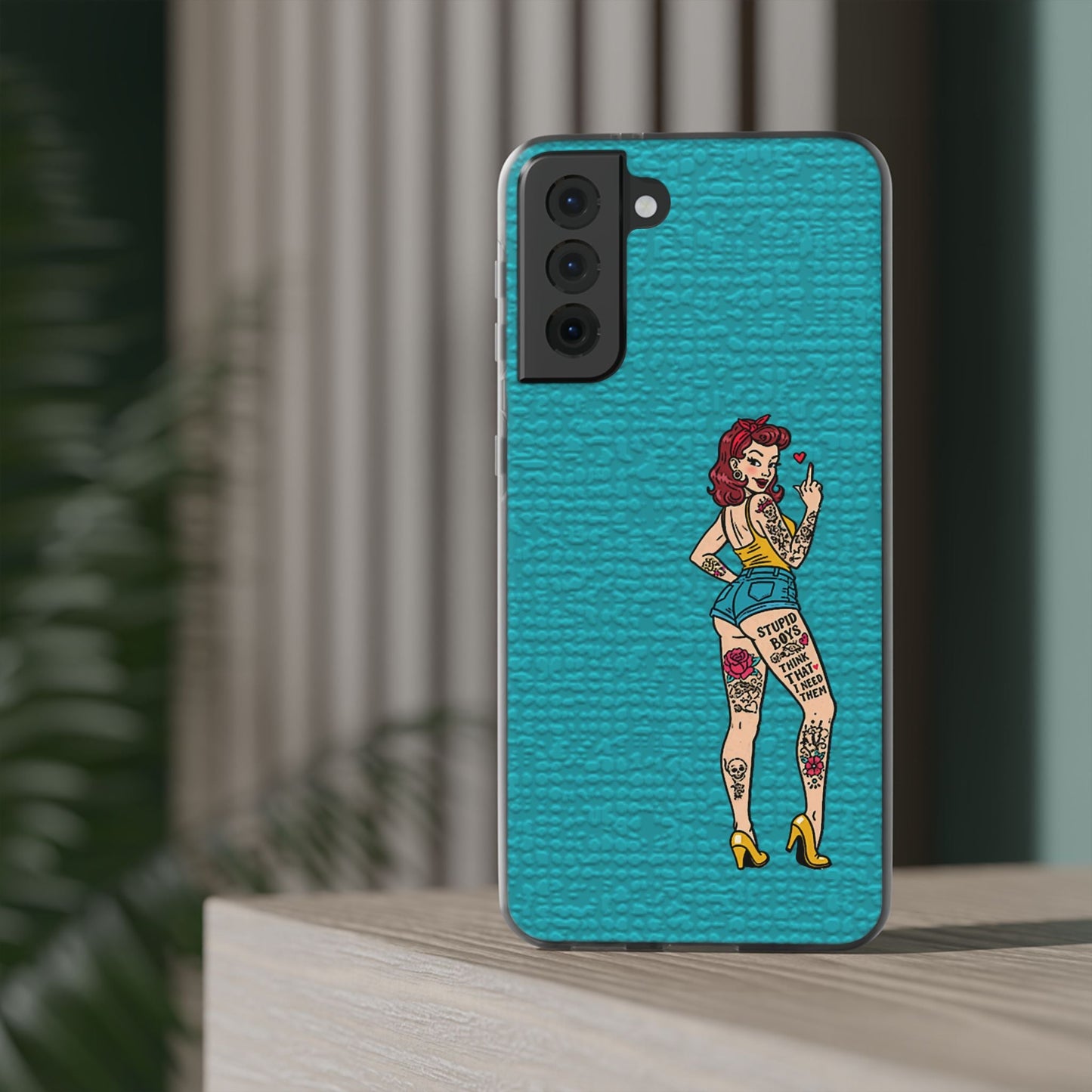 Sassy Pin-Up Stupid Boys Teal Flexi Phone Case