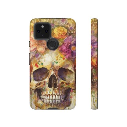 Unique Floral Skull Tough Phone Case