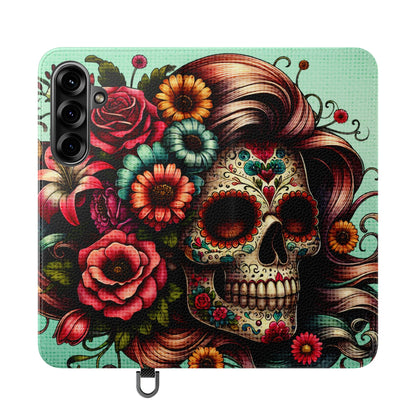 Sugar Skull Flip Wallet Phone Case