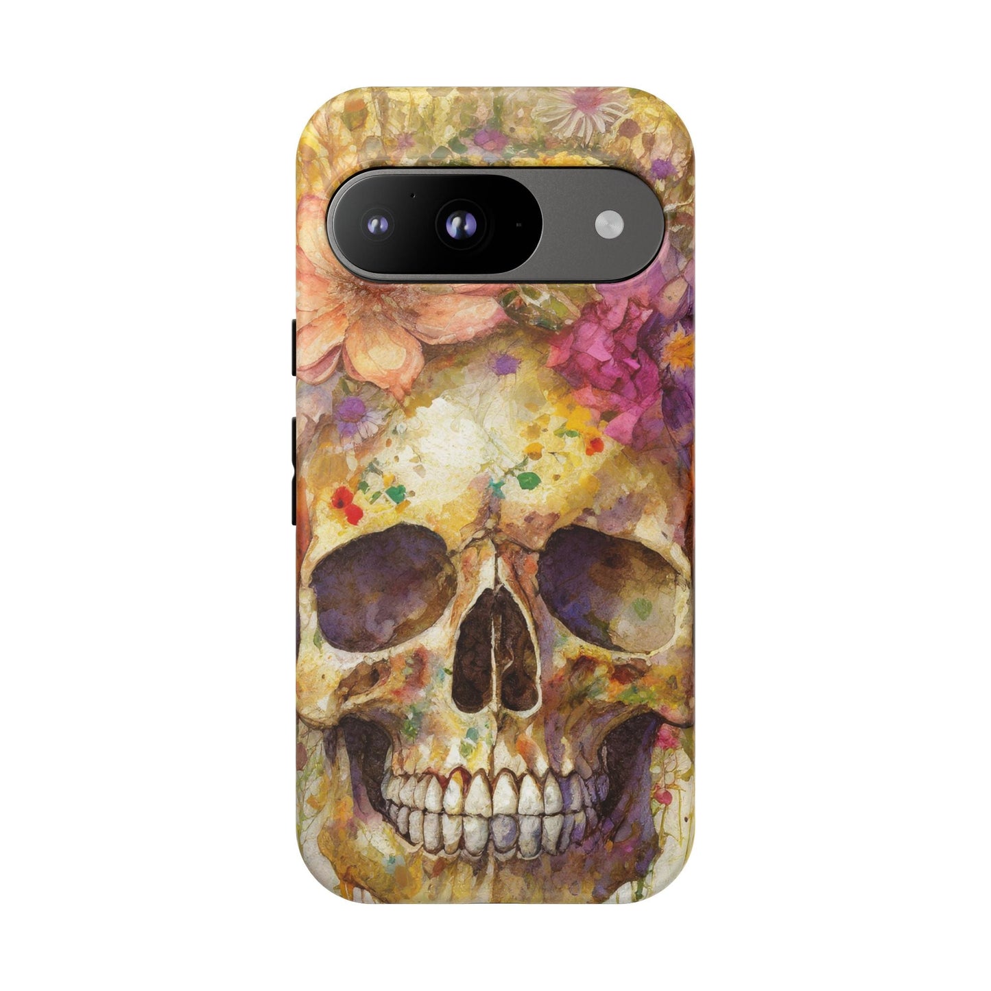 Unique Floral Skull Tough Phone Case