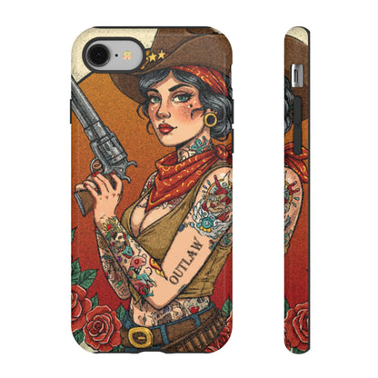 Vintage Western Tough Phone Case with Outlaw Design