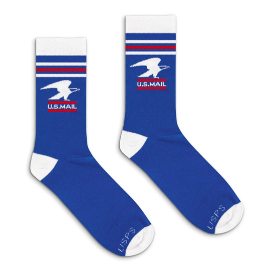 USPS U.S. Mail Standing Eagle Logo Crew Socks - Blue/White