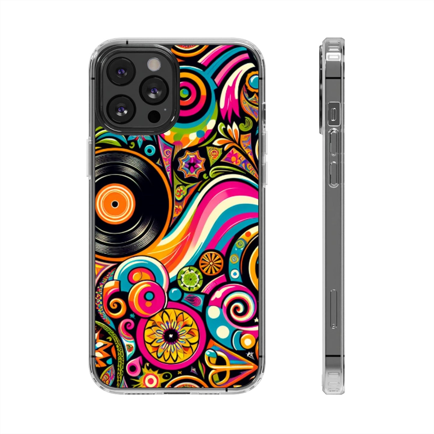Colorful Vinyl Record Clear Phone Case