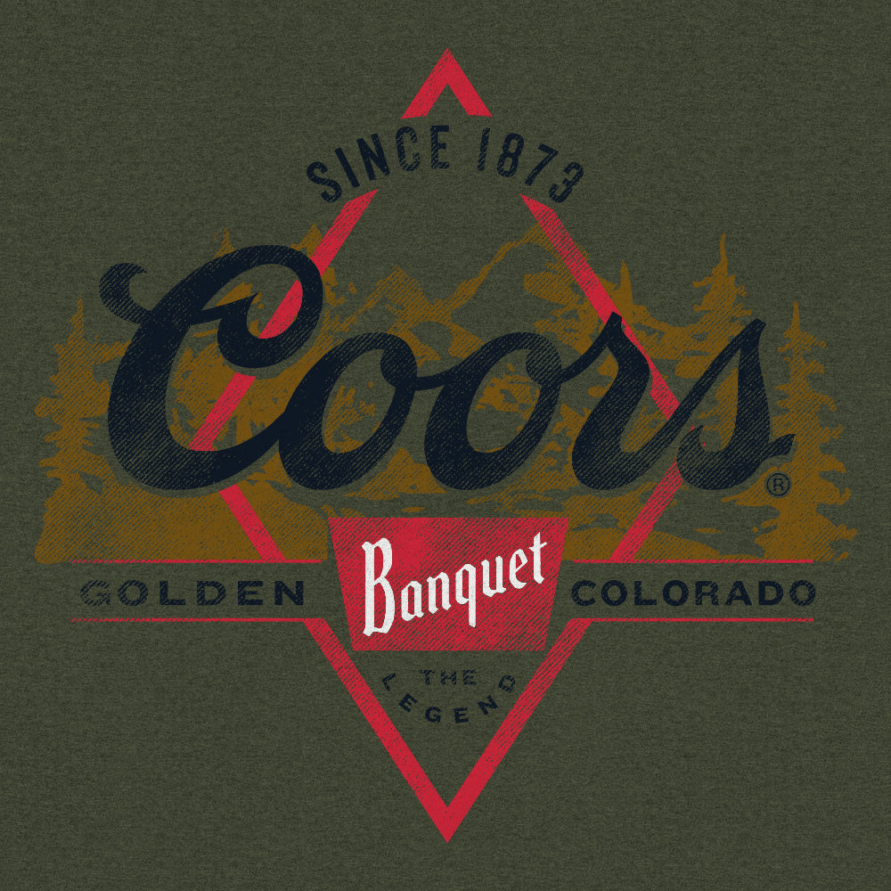 Coors Banquet The Legend Left Chest Front and Back Print T-Shirt - Military Green - Triathlete Store