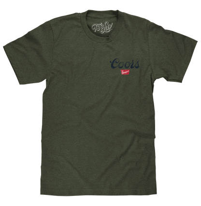 Coors Banquet The Legend Left Chest Front and Back Print T-Shirt - Military Green
