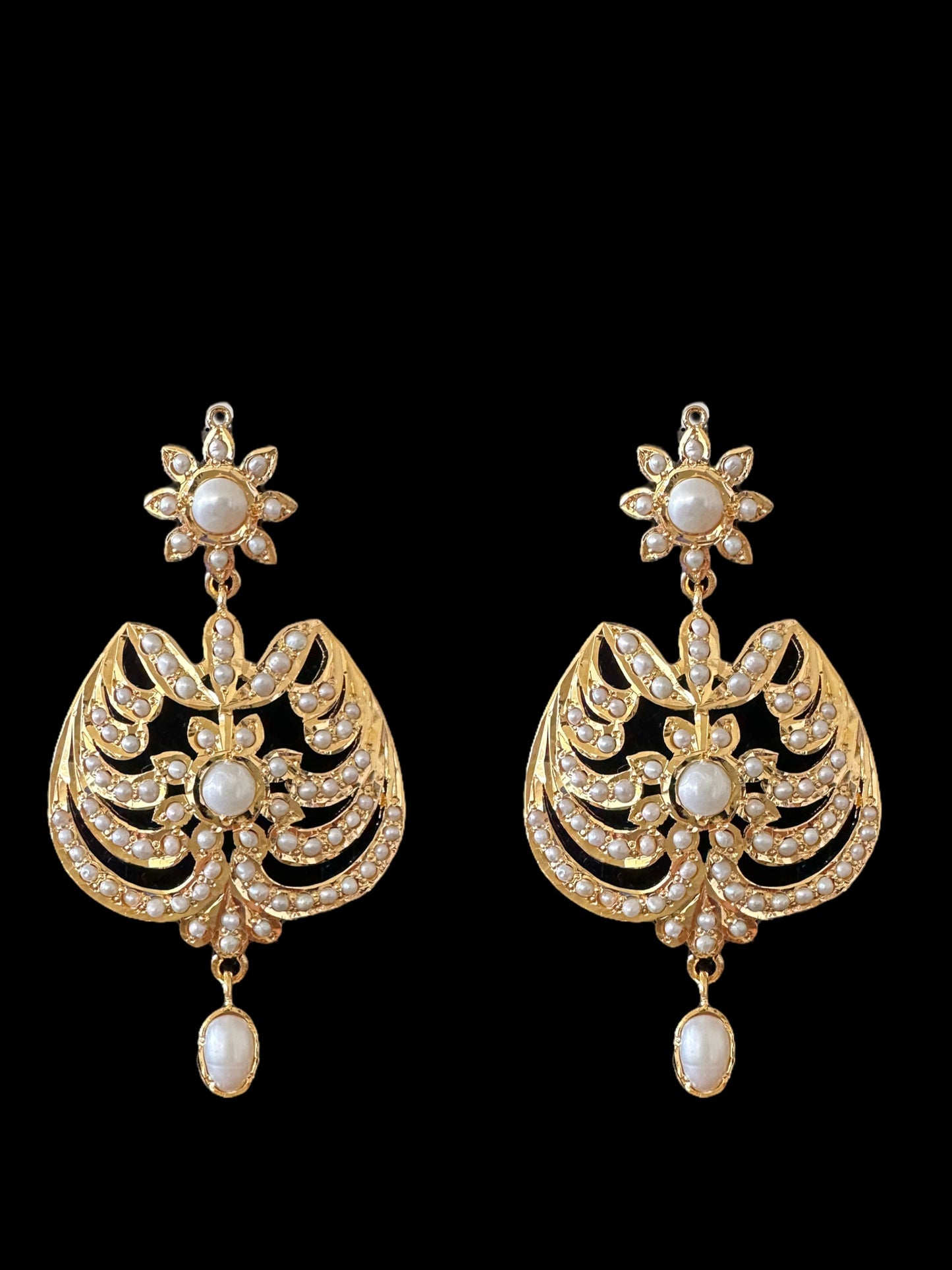 Gold plated silver necklace earrings set in fresh water pearls ( READY TO SHIP)